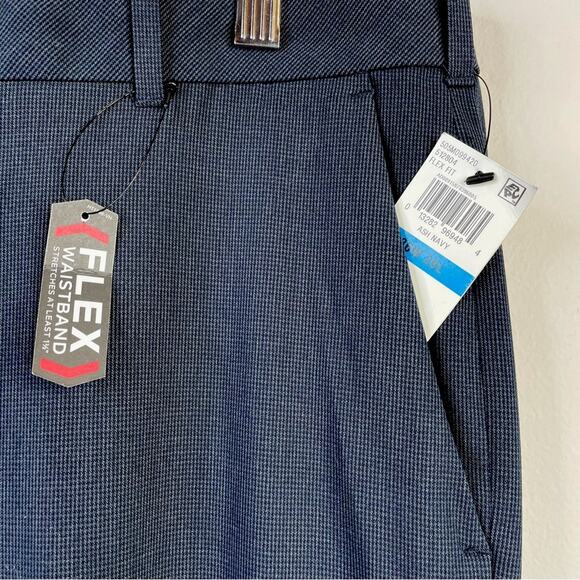 Van Heusen Flex Fit Flat front Straight leg dress pants Ash Blue Navy men 36 new - Picture 6 of 11